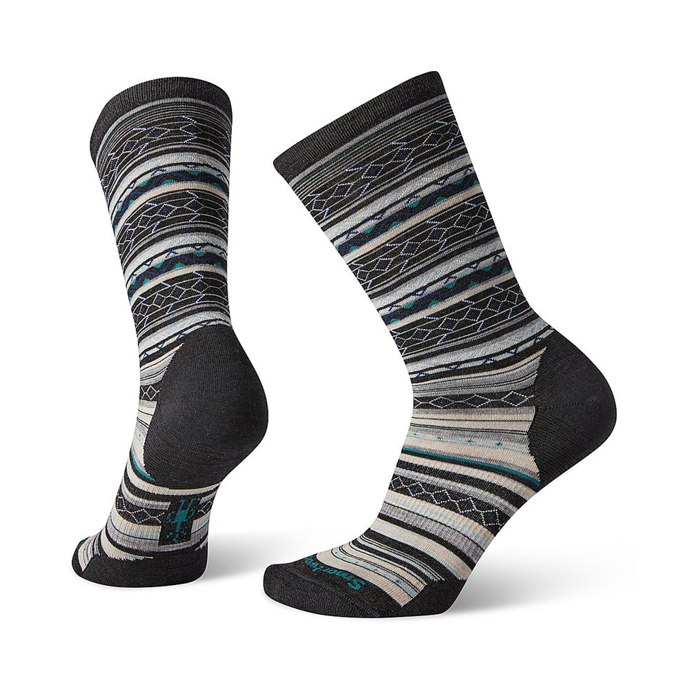 The North Face Socks Womens Australia - The North Face Smartwool Ethno Graphic Crew Black / Light Gr